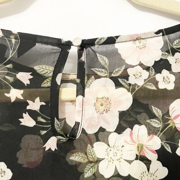 New Look Sheer Floral Bell Sleeve Blouse Size 10 - Picture 4 of 7